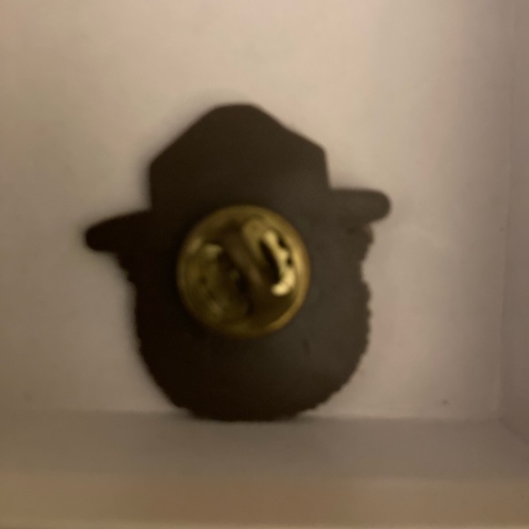 Vtg Smokey Bear Head Pin Brown Plastic Pinback Only You Can Prevent Wildfires - Picture 2 of 2